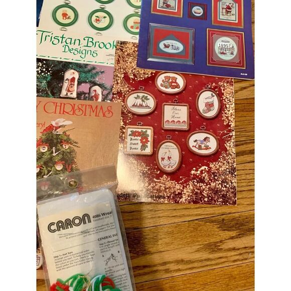 VTG Lot of 19 Count Cross Stitch Pattern Book Kit Christmas Santa Tree Craft 90s - Picture 7 of 13